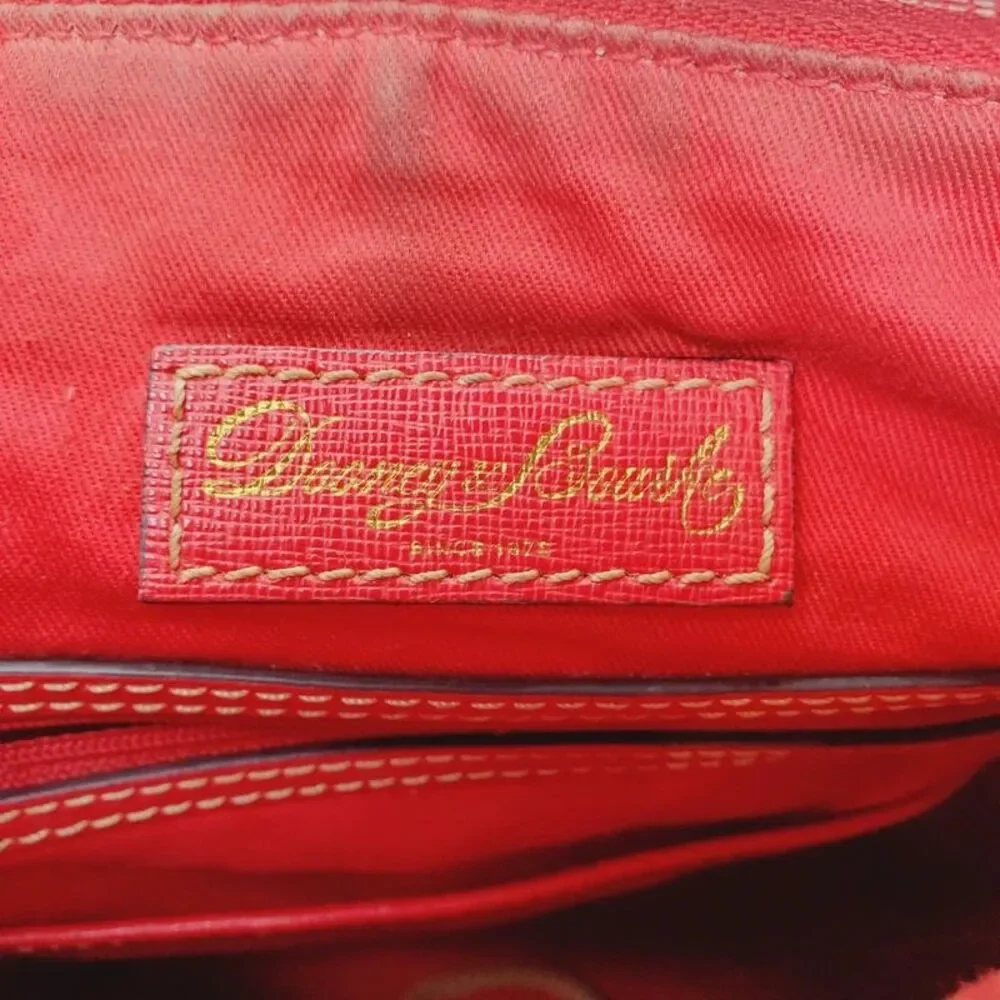 Dooney & Bourke Maxi Quilt Americana Signature Crossbody Natural W Red Leather
